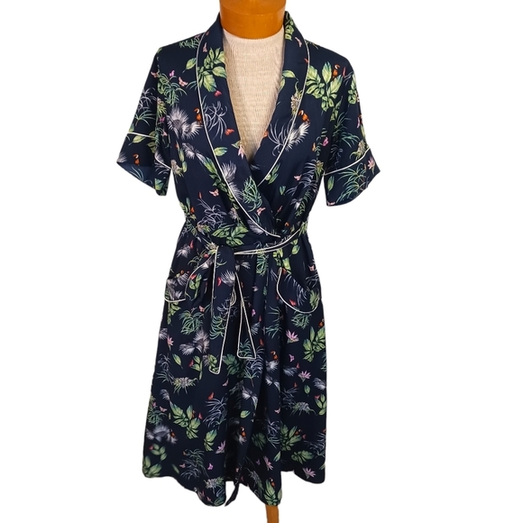 Size Small Rachel Roy Forest Wrap Dress Floral Botanical Blue Green Botanical - Picture 1 of 13